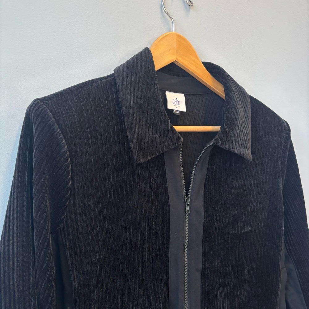 Cabi Team Jacket Medium Black Zip Front Bomber Pockets Casual 4499 - Picture 5 of 13